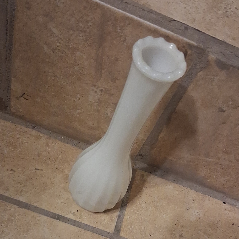 Elegant White Fluted Vase